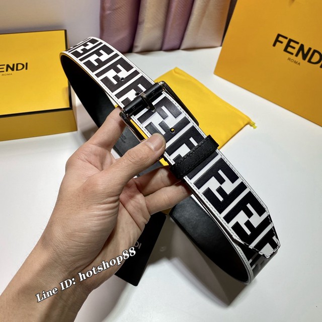 FENDI閃電旋轉磨膠扣小怪獸腰帶 芬迪雙面小牛皮皮帶  jjp2700